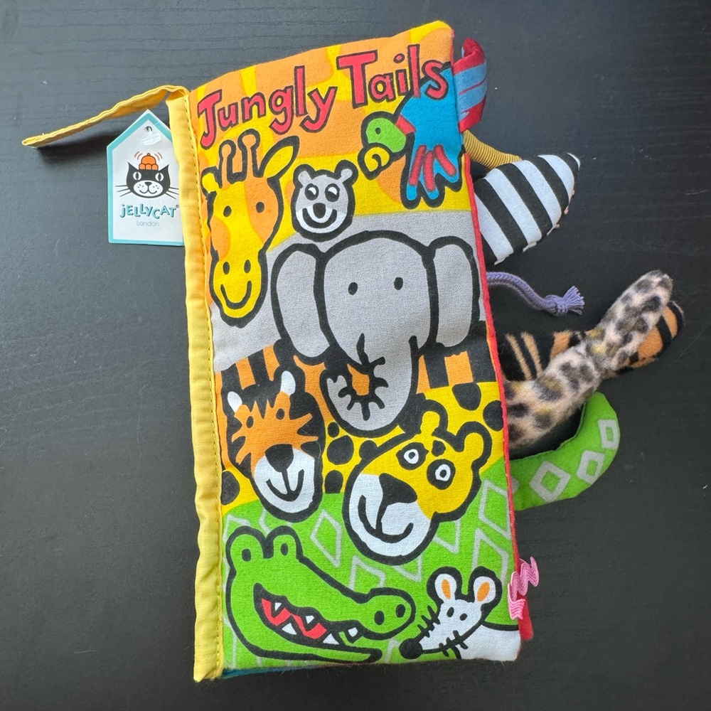 Jellycat Jungly Tails Soft Book - Yellow and Green